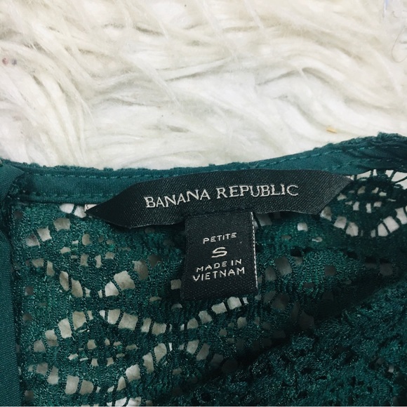 Banana Republic Lazer Cut Eyelet Blouse Dark Green Size small - Picture 10 of 11